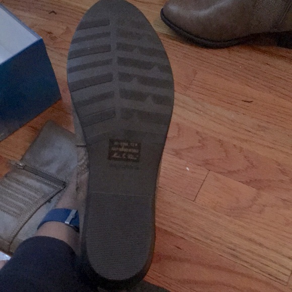 Easy Street Taupe Calf-High Boots - Picture 2 of 6